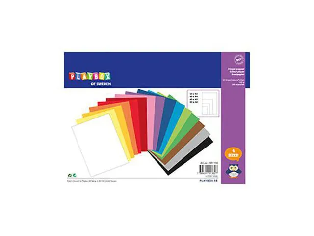 PLAYBOX Papir PLAYBOX 100g ass str & farger