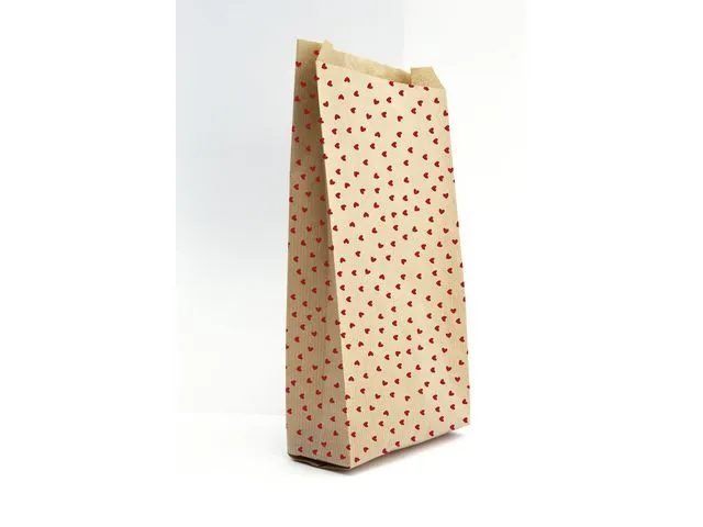 Clairefontaine Papirpose 11x21x5cm kraft med hjerter (50)
