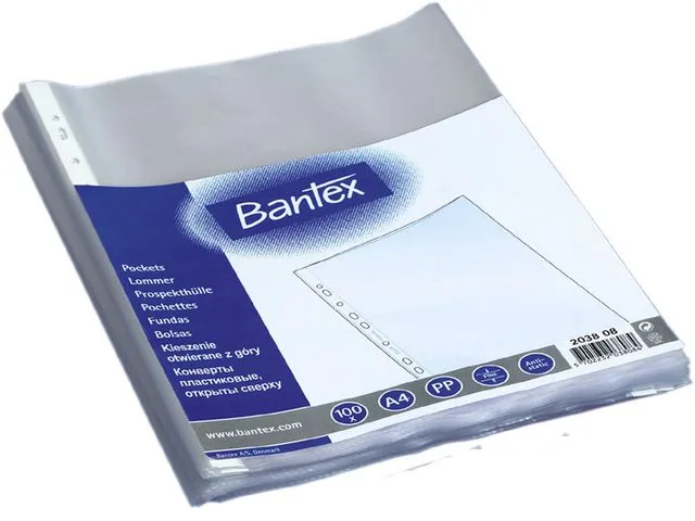 Bantex Plastlomme BANTEX A4 topp 50my (100)