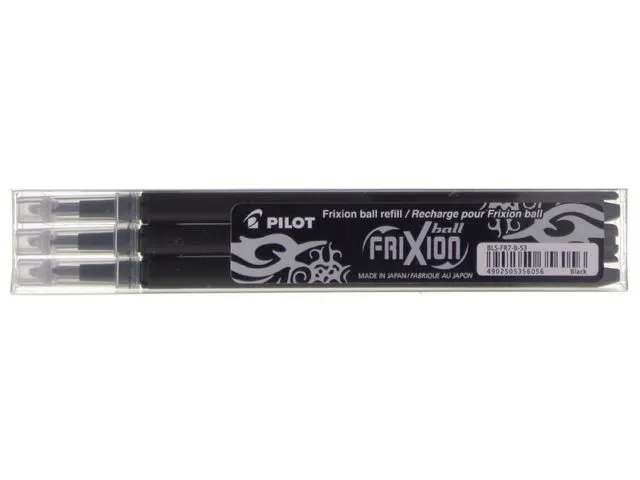 Pilot påfyllingspatron til gelpennen FriXion, 0,7 mm middels stor spiss, svart blekk