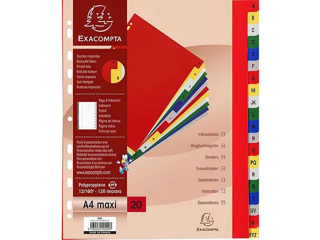 Exacompta Register EXACOMPTA A4+ A-Z 20 delt hvit