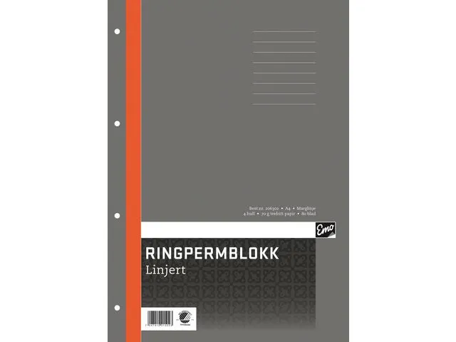 Emo Ringpermblokk A4 70g 80bl linjer