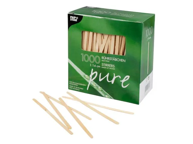 Papstar Rørepinne PURE av tre 14cmx5mm (1000)
