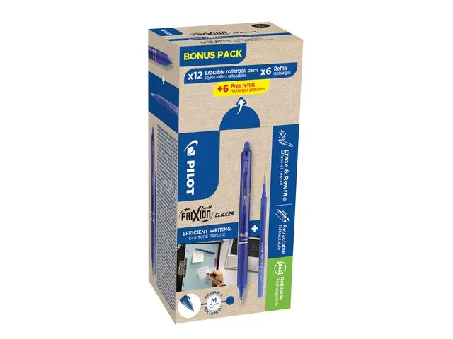 Pilot Rollerpenn PILOT Frixion Cli 07bl(12+12)