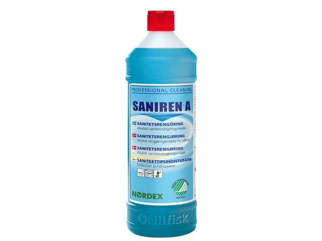 NORDEX Saniren A sanitært rengjøringsmiddel for toaletter og bad, blå, 1 liter