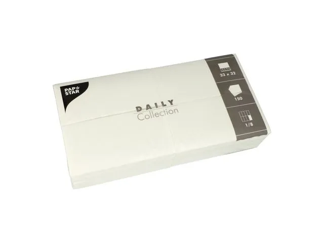 Papstar Serviett DAILY 2L 32cm 1/8br hvit (150)