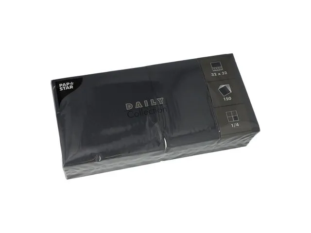 Papstar Serviett DAILY 2L 32x32cm sort (150)