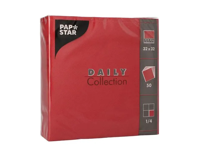 Papstar Serviett DAILY 2L 32x32cm vinrød (50)