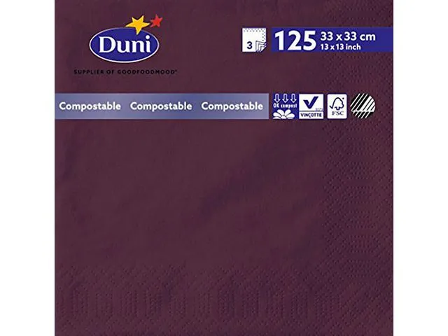 Duni Serviett Duni 3L 33cm plomme (125)