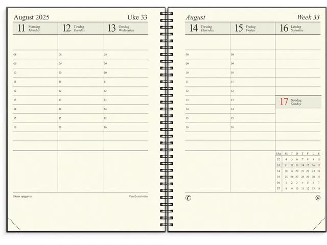 Grieg Kalender 2025 Sjef A4 Spiral Sort