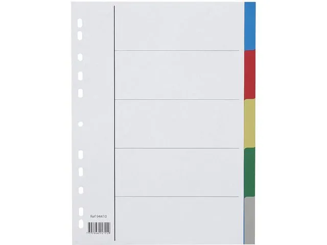 banke skilleark, polypropylen, 5-delt, hvit