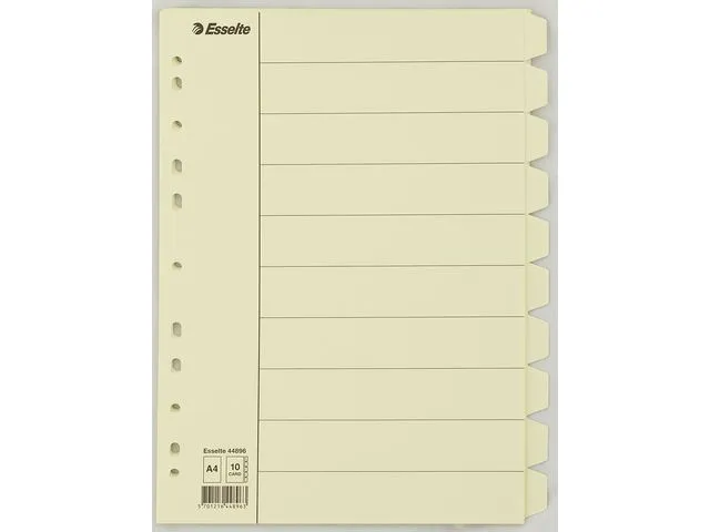Esselte skilleark, blanke, 10-delt, A4, gul