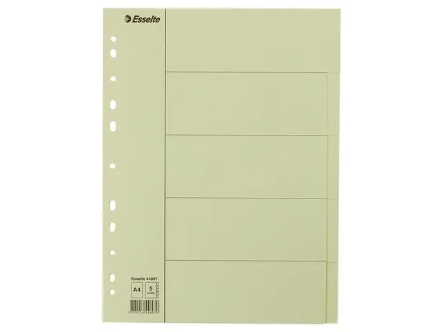 Esselte skilleark, blanke, papp, 5-delt, A4, chamois