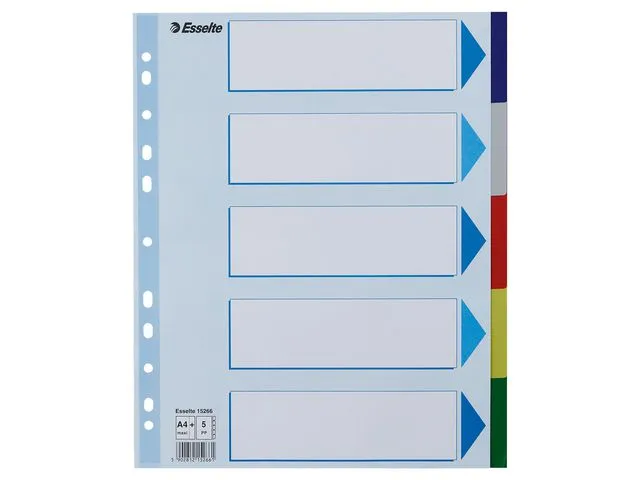 Esselte Skilleblad ESSELTE A4+ 5-delt plast 5frg