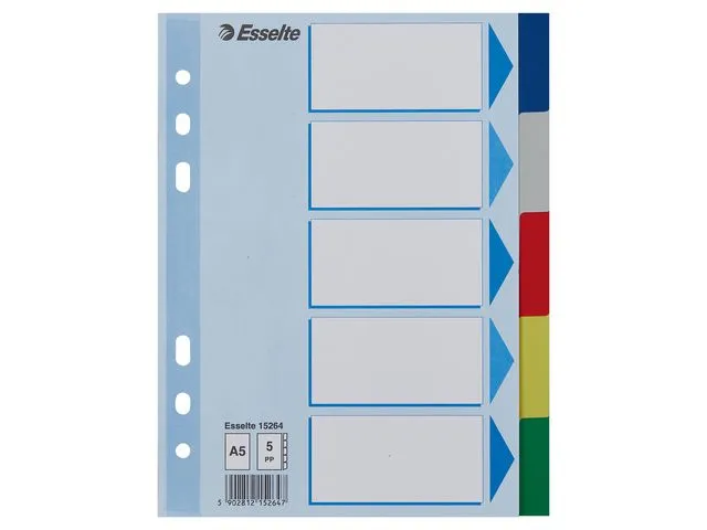 Esselte Skilleblad ESSELTE A5 PP 5-delt 5frg