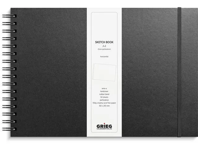 Grieg Skissebok GRIEG A4 liggende sort