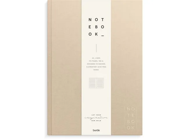 Burde Skrivebok BURDE A4 linjer beige