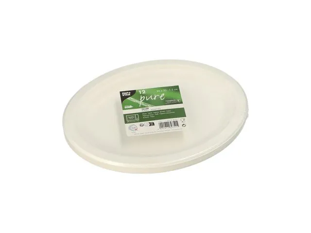 Papstar Tallerken PURE bagasse oval 26x20cm (12)