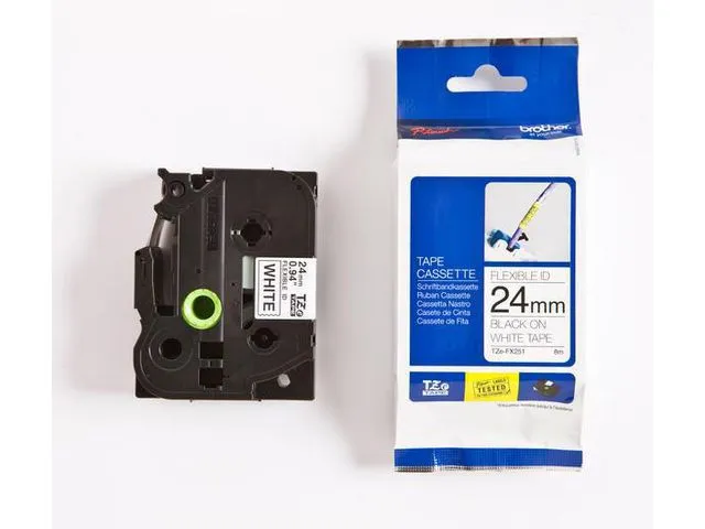 Brother Tape BROTHER TZE-FX251 24mmx8m sort/hvit