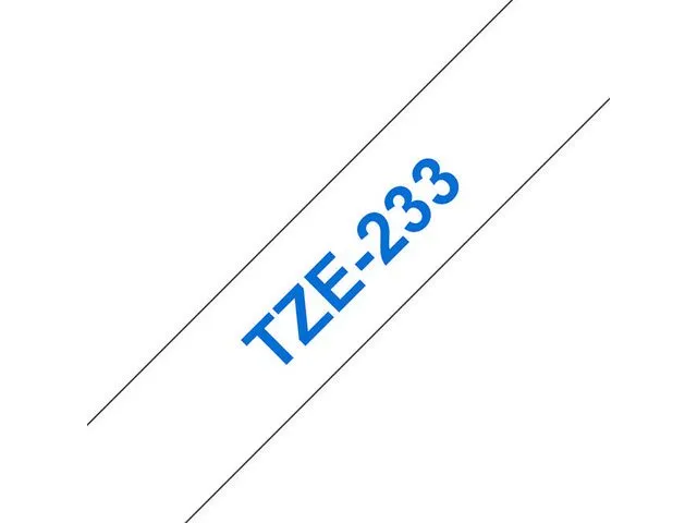 Brother tape TZe-233, blå på hvitt, 12 mm x 8 m