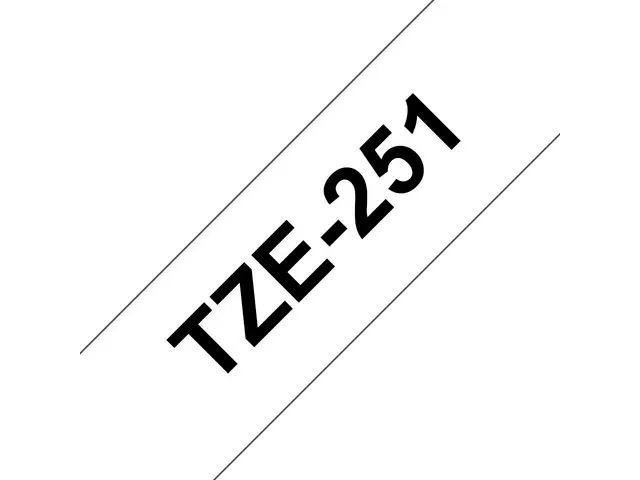 Brother tape TZe-251, 24 mm x 8 m, sort på hvit