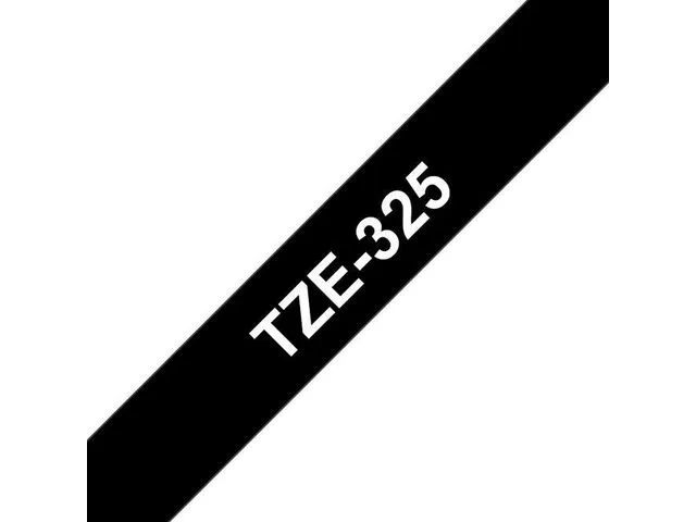 Brother tape TZe-325, 9 mm x 8 m, hvit på sort