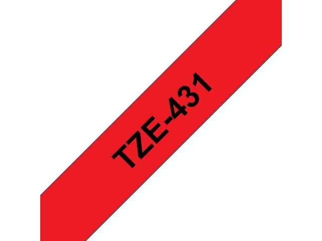Brother teiprull TZe-431, laminert, svart på rødt, 1,2 cm x 8 m