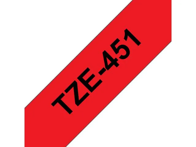 Brother tape TZe-451, 24 mm x 8 m, sort på rød