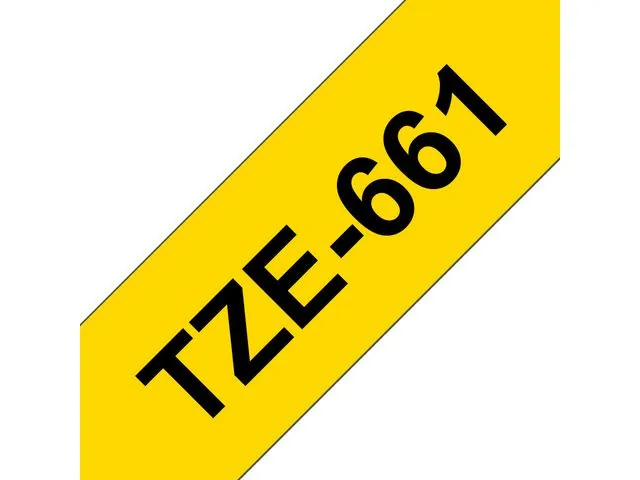 Brother tape TZe-661, 36 mm x 8 m, sort på gul
