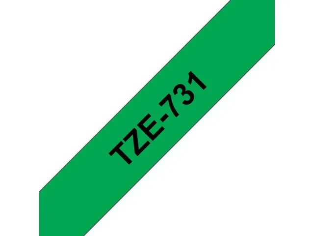 Brother tape TZe-731, 12 mm x 8 m, sort på grønn