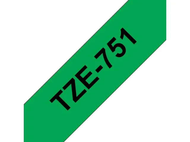 Brother tape TZe-751, svart på grønn, 24 mm x 8 m