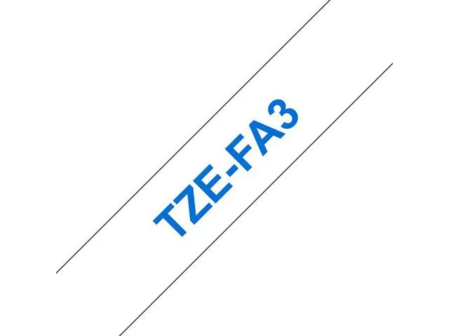 Brother tape TZe-FA3, 12 mm x 3 m, blå på hvit