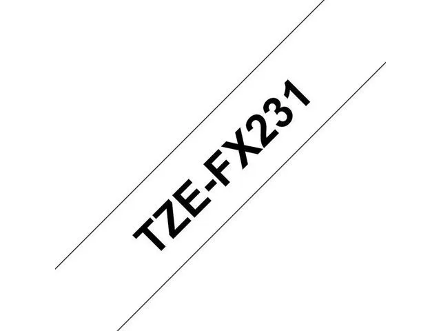 Brother tape, TZe-FX231, svart på hvitt, 1,2 cm x 8 m