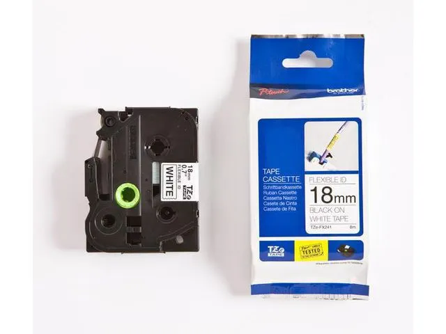 Brother tape TZe-FX241, 18 mm x 8 m, sort på hvit