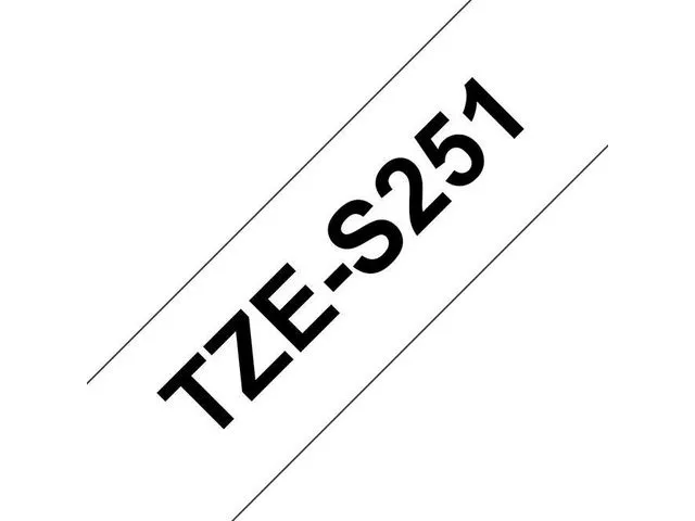 Brother tape TZe-S251, 24 mm x 8 m, sort på hvit