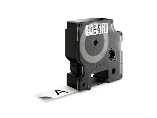 Dymo Tape D1, 19mm x 7m, hvit/sort