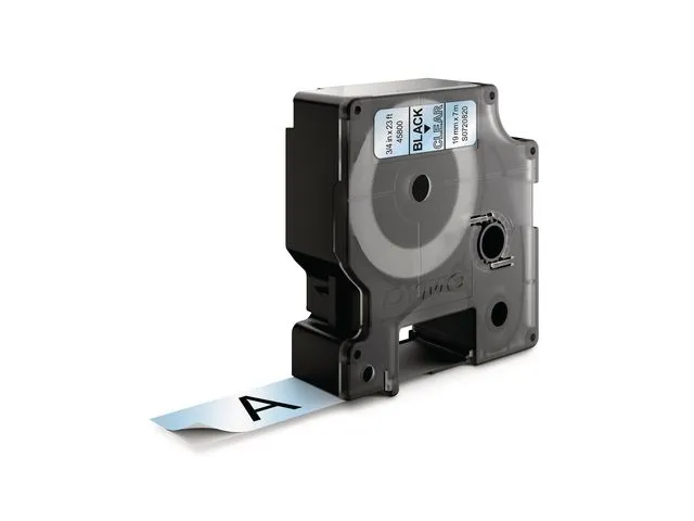 Dymo D1 standard, svart på gjennomsiktig 19 mm x 7 m
