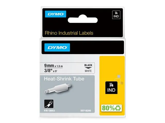 Dymo Tape DYMO Rhino kabelmerk. sort/hvit 9mm
