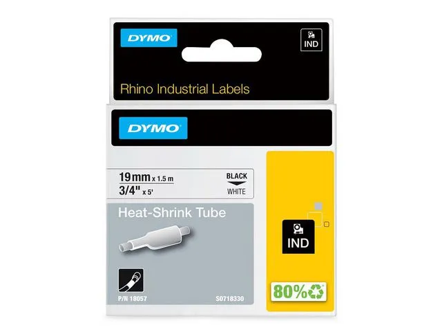 Dymo Tape DYMO Rhino kabelmerk. sort/hvit19mm