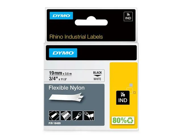Dymo Tape DYMO Rhino nylon sort/hvit 19mm