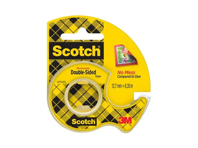 Scotch® Tape SCOTCH dobbeltsid. 12mmx6m m/disp