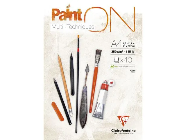 Clairefontaine Tegnepapir, A4, 250 g/m², 40 ark