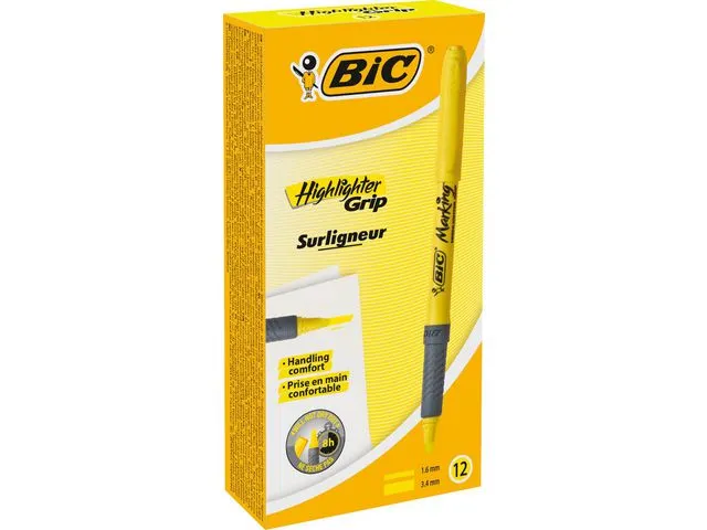 BIC® Tekstmarker Highlighter Grip, 1,6–3,4 mm, gul