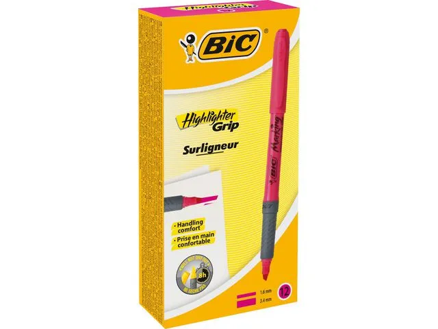 BIC® Tekstmarker Highlighter Grip, 1,6–3,4 mm, rosa