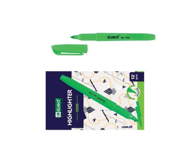 d.rect OFFICE OVERSEAS AND INLAND LOGISTICS Tekstmarker D.RECT 1226 grønn