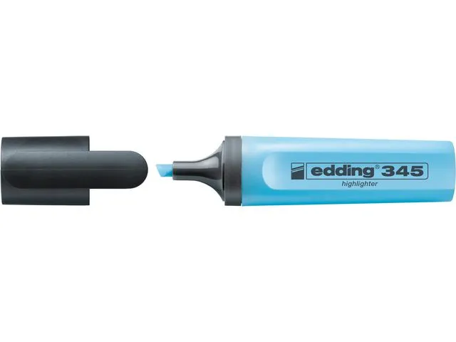 edding tekstmarker 345, flat kropp, skråskåret spiss, 2–5 mm strekbredde, lyseblå