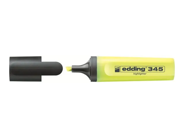 edding tekstmarker 345, flat kropp, skråskåret spiss, 2–5 mm strekbredde, gul