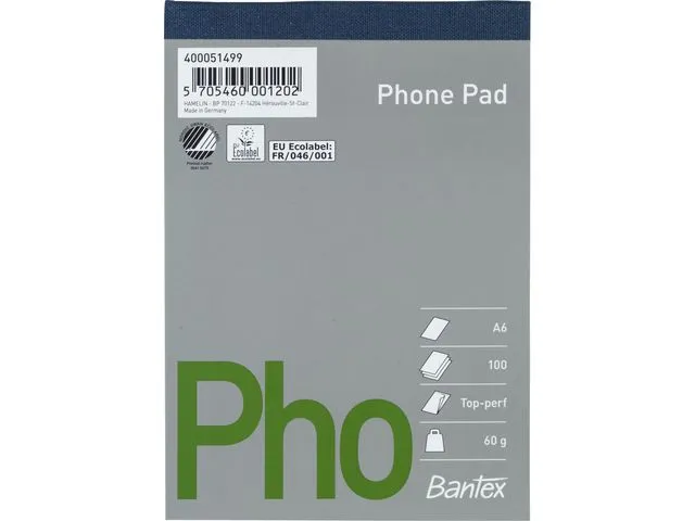 Bantex Telefonblokk BANTEX A6 100s 60g