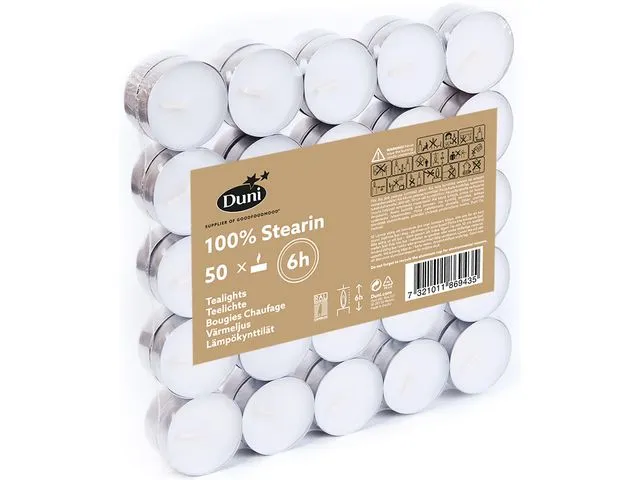 Duni Telys DUNI 39mm 6t brenntid hvit (50)