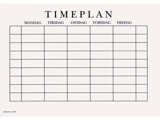 Emo Timeplan A5 gangetabell
